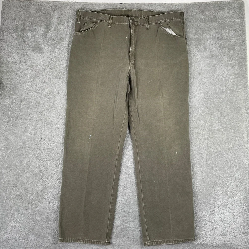 Dickies Carpenter Pants Mens 44x32 Brown Duck Canvas Utility Workwear Skater - Picture 2 of 15